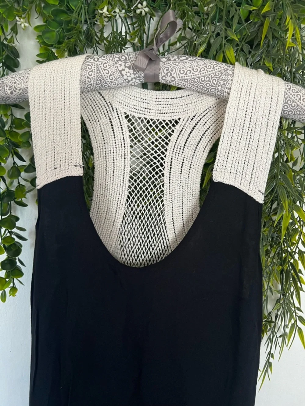 Dex Black Dress with Cream Crochet Accent - Picture 2 of 8